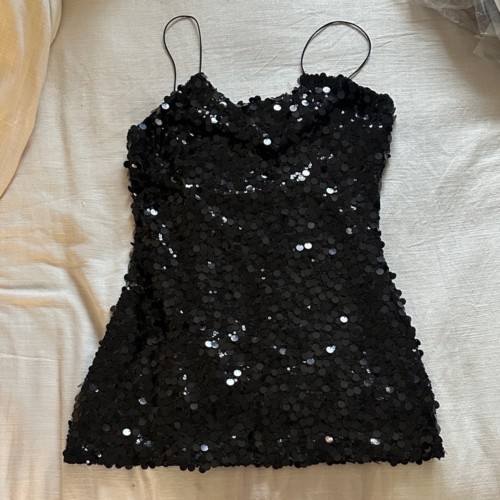 Zara Black Sequin Mini Dress